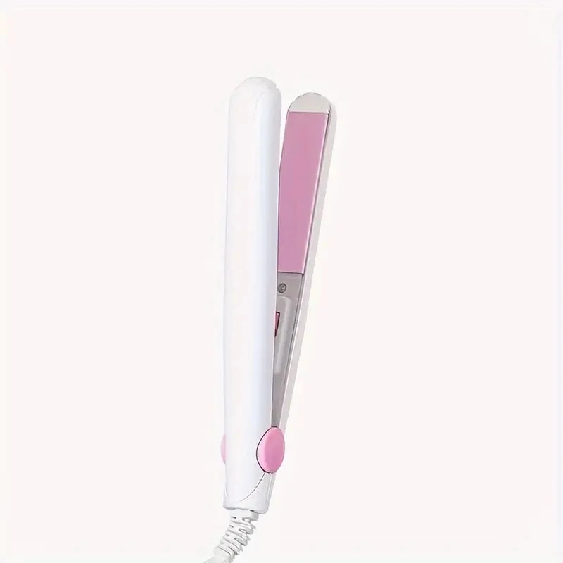 Mini hair straightener – fast heat, safe ceramic, precise styling.