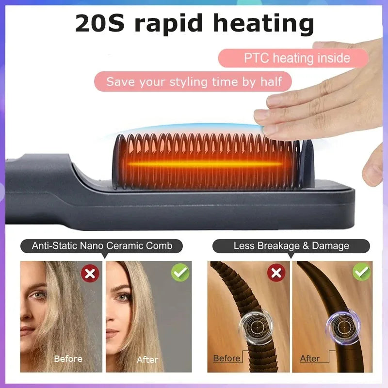 Multifunctional ionic hot comb for safe, smooth styling.