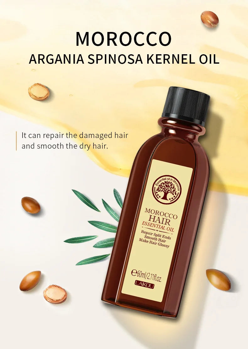Argan Hair Oil – restores shine, smoothness, and strength.