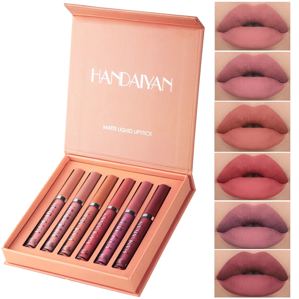 "6 Matte Liquid Lipsticks Non-stick, all-day wear, perfect gift box."