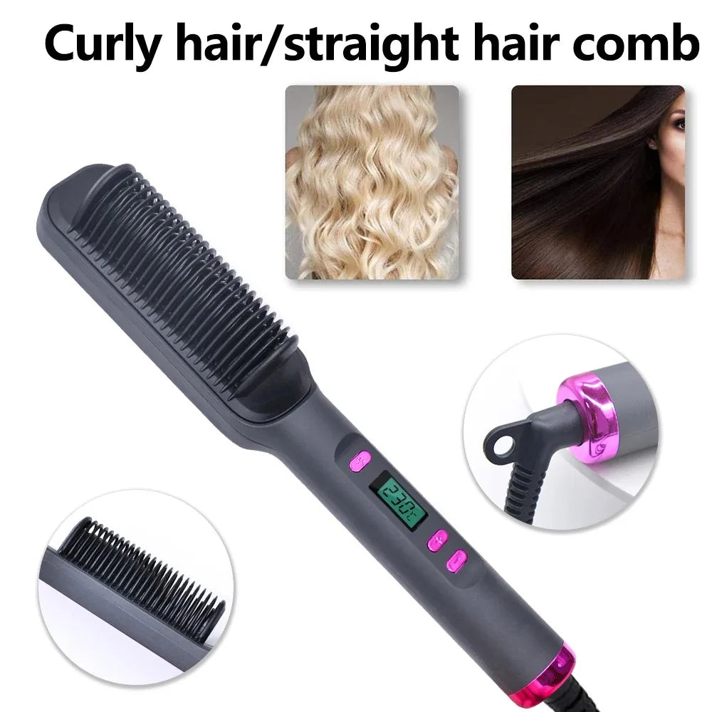 Multifunctional ionic hot comb for safe, smooth styling.