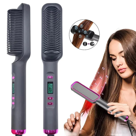 Multifunctional ionic hot comb for safe, smooth styling.