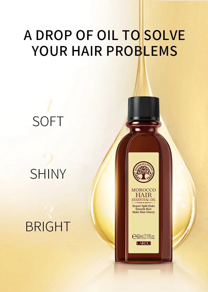 Argan Hair Oil – restores shine, smoothness, and strength.