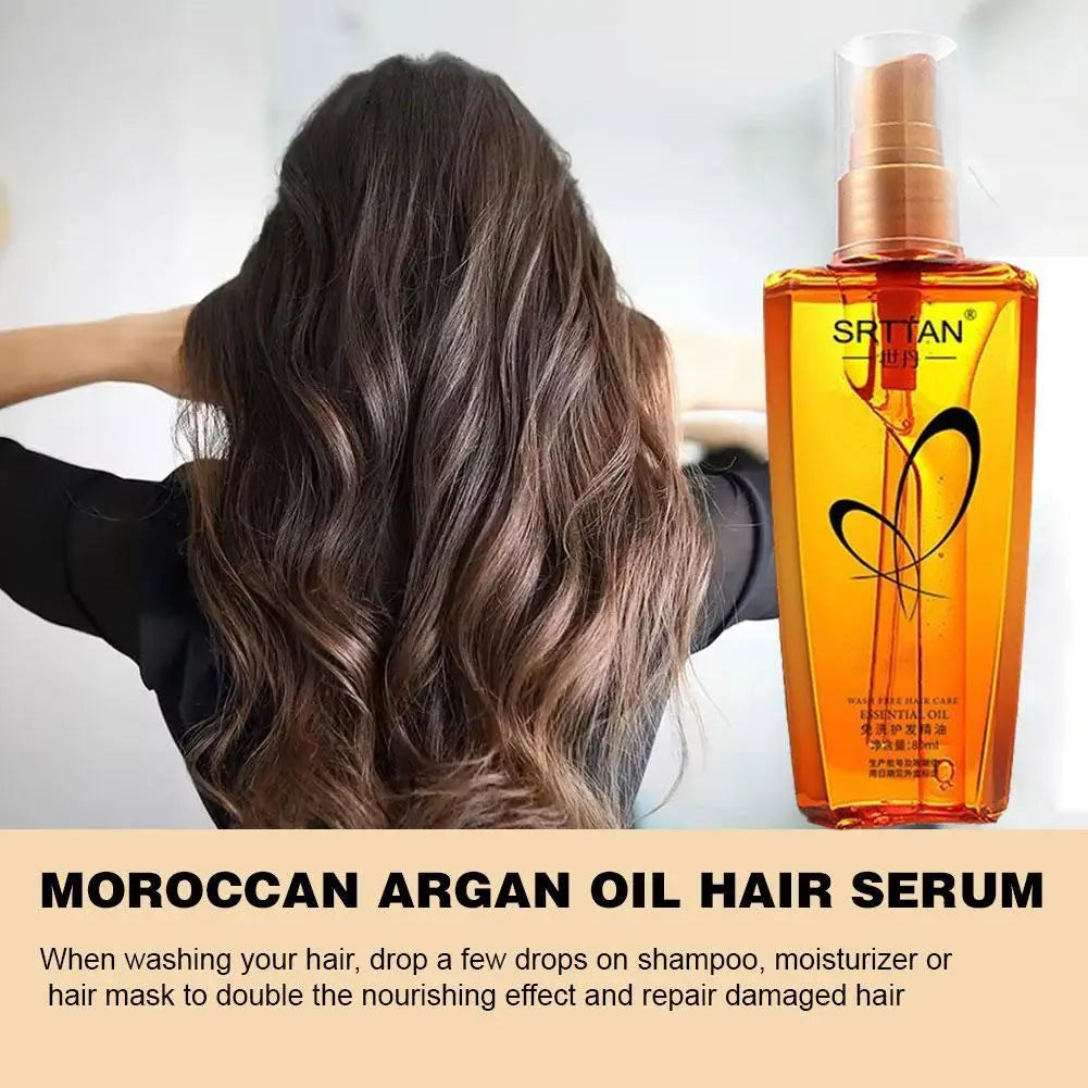 Lightweight argan mist transforms hair—smooth, glossy, hydrated, daily.