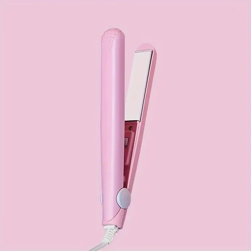 Mini hair straightener – fast heat, safe ceramic, precise styling.