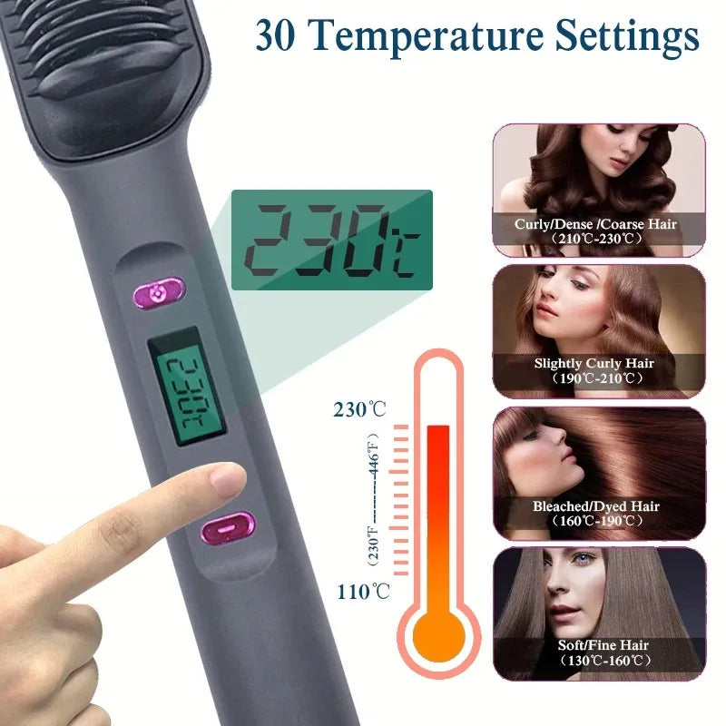 Multifunctional ionic hot comb for safe, smooth styling.