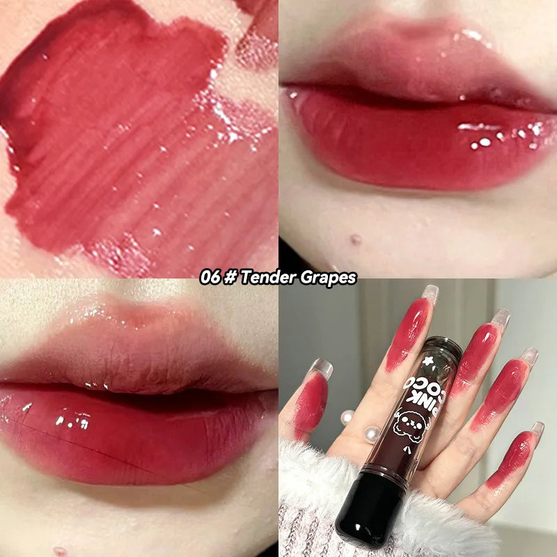 Lip Glaze – shiny nude gloss with cute bear design.