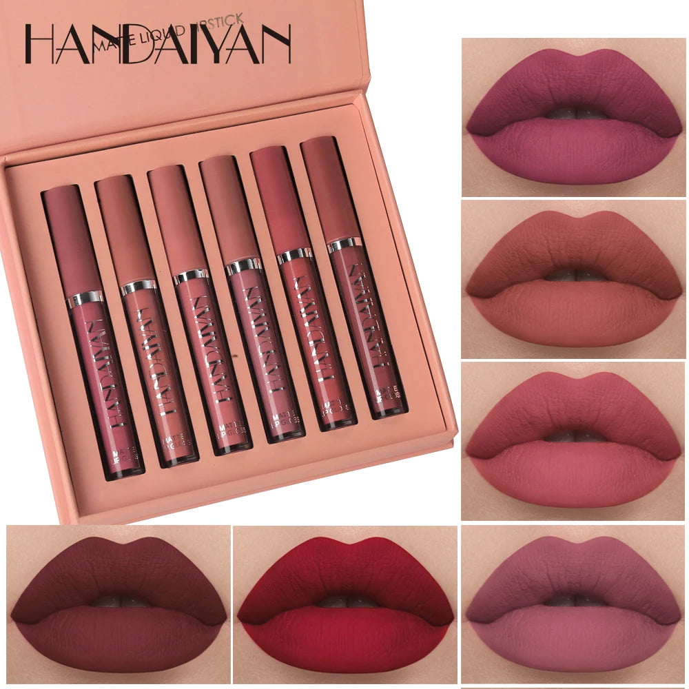 "6 Matte Liquid Lipsticks Non-stick, all-day wear, perfect gift box."