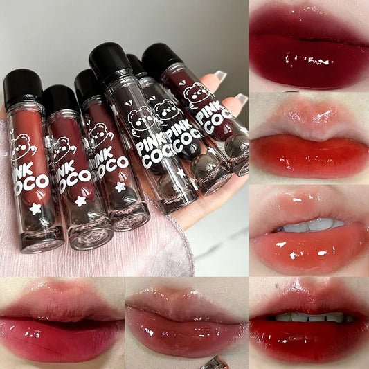 Lip Glaze – shiny nude gloss with cute bear design.