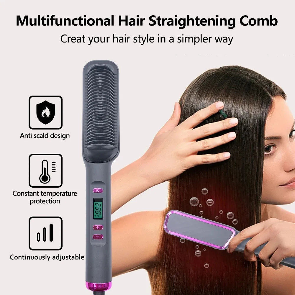 Multifunctional ionic hot comb for safe, smooth styling.