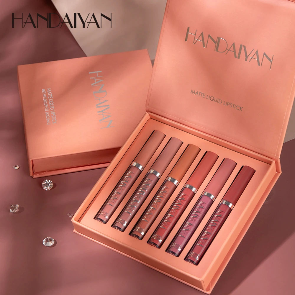 "6 Matte Liquid Lipsticks Non-stick, all-day wear, perfect gift box."