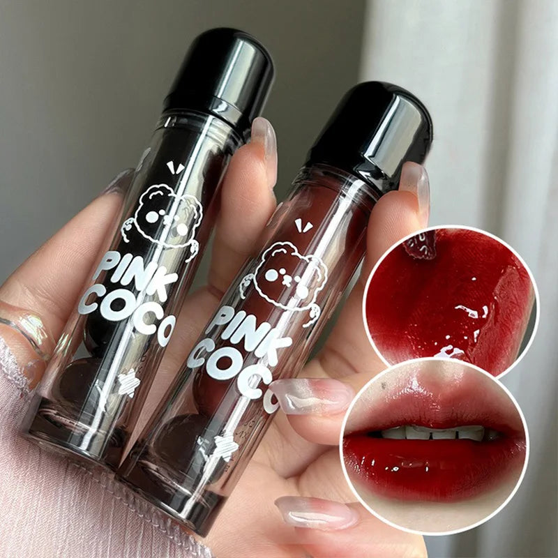 Lip Glaze – shiny nude gloss with cute bear design.