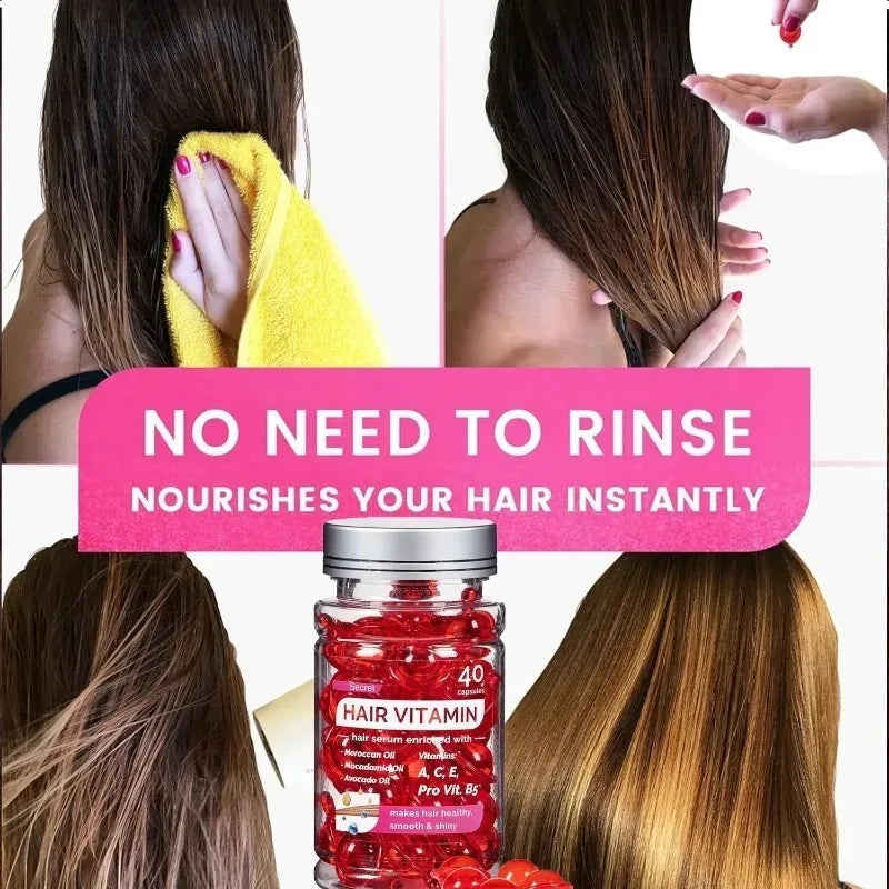 40 capsules – repair, nourish, control frizz, restore shine instantly.